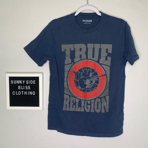 True Religion Other - True Religion Blue Crewneck Graphic Tee Size Extra Small